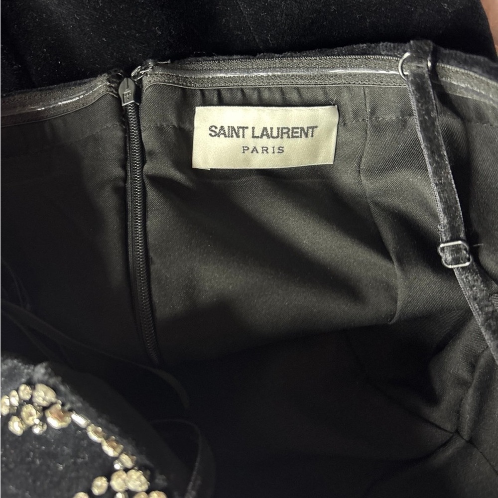 Saint Laurent Black Mini Dress with Pearl Accents - Picture 4 of 4